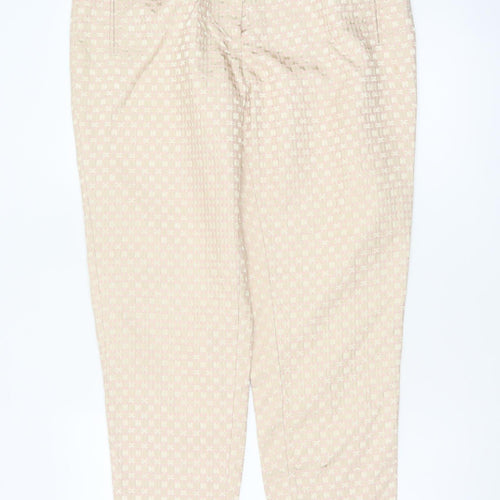 Warehouse Women’s Beige Pink Geometric Tapered Trousers UK 14