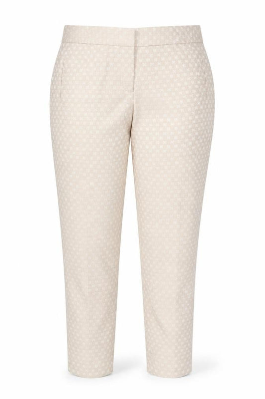 Warehouse Women’s Beige Pink Geometric Tapered Trousers UK 14