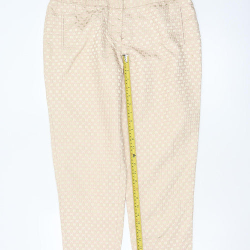 Warehouse Women’s Beige Pink Geometric Tapered Trousers UK 14