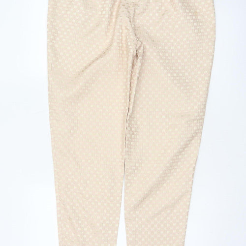 Warehouse Women’s Beige Pink Geometric Tapered Trousers UK 14