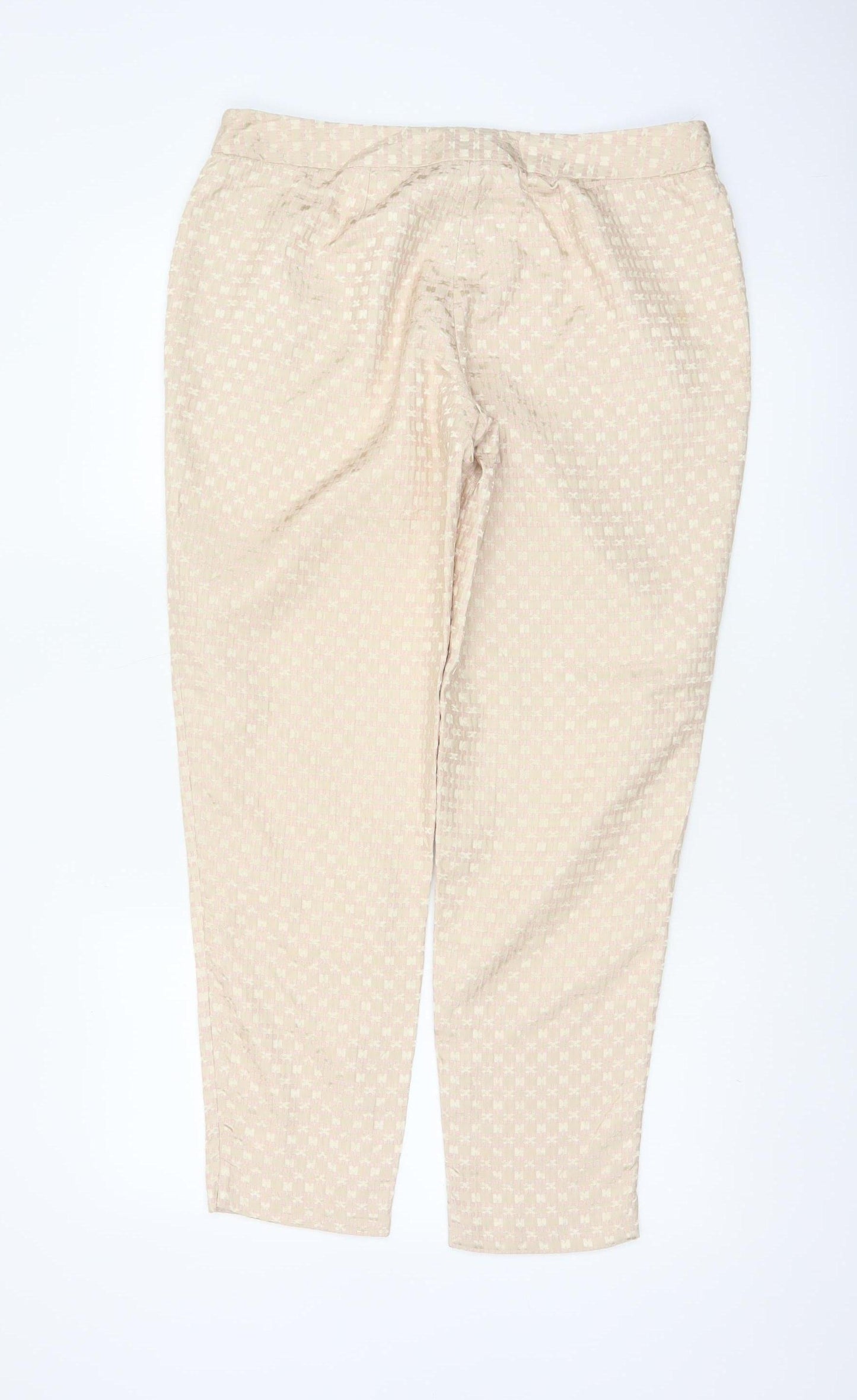 Warehouse Women’s Beige Pink Geometric Tapered Trousers UK 14