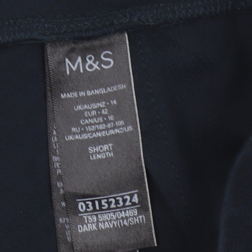 Marks & Spencer Women's Navy UK 12 Short Tapered Dress Trousers