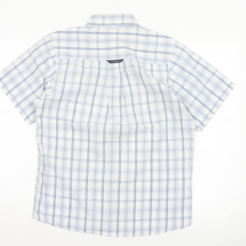 Fred Perry Men’s White Blue Check Cotton S Button-Down Short Sleeve Shirt