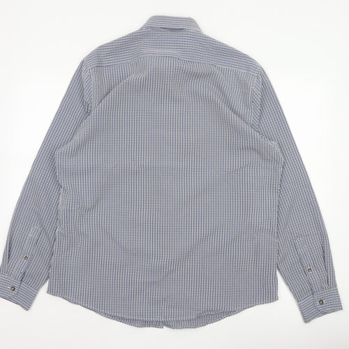 Atlantic Bay Men's Blue Check Button Down Shirt L Long Sleeve Polyester