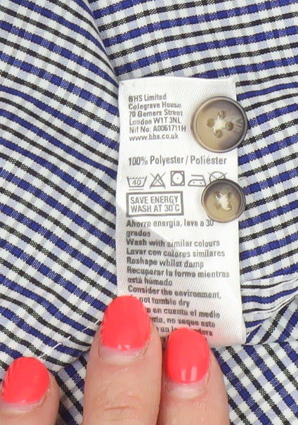 Atlantic Bay Men's Blue Check Button Down Shirt L Long Sleeve Polyester