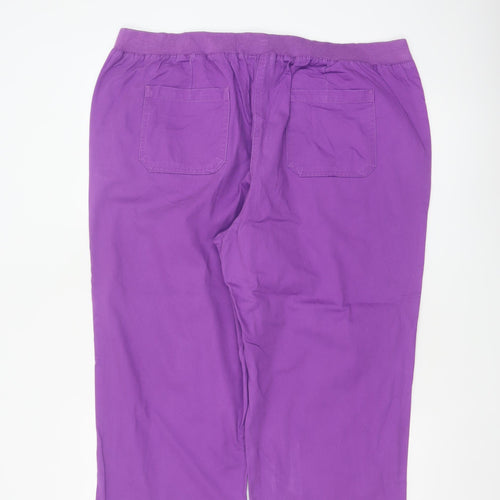 Cotton Traders Women Purple Size 18 Cropped Straight Cotton Trousers