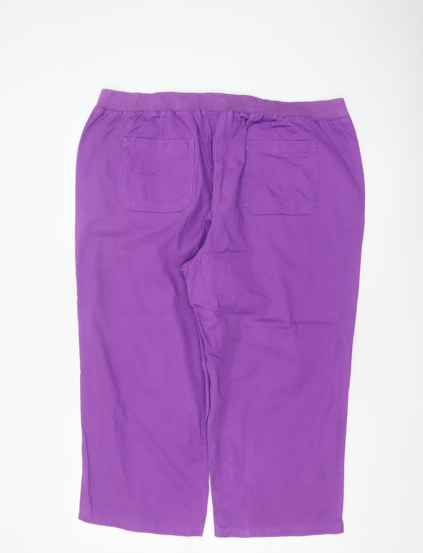 Cotton Traders Women Purple Size 18 Cropped Straight Cotton Trousers