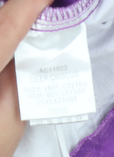 Cotton Traders Women Purple Size 18 Cropped Straight Cotton Trousers
