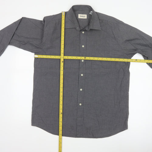 Jonelle Men’s Grey Pinstripe 15.5 Long Sleeve Button-Up Shirt