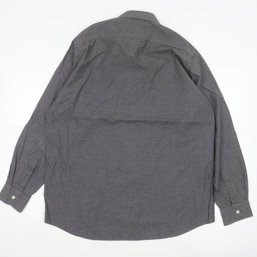 Jonelle Men’s Grey Pinstripe 15.5 Long Sleeve Button-Up Shirt