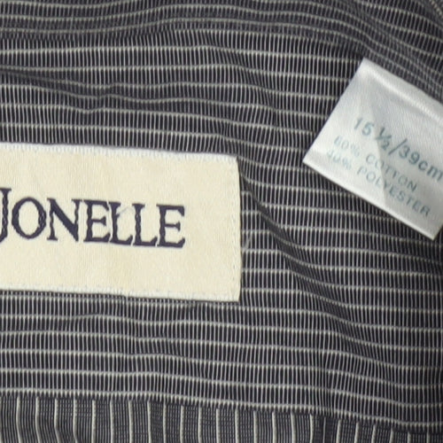 Jonelle Men’s Grey Pinstripe 15.5 Long Sleeve Button-Up Shirt