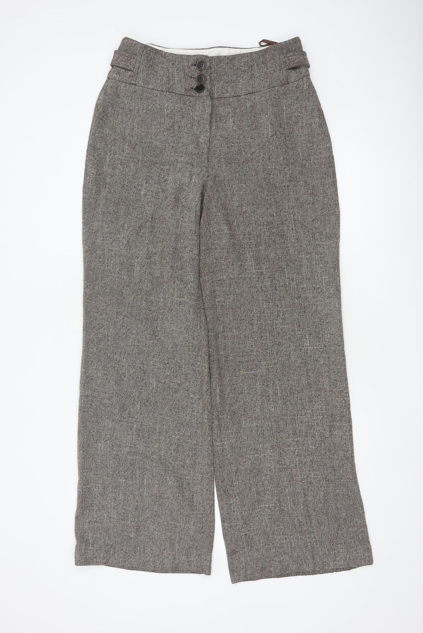 Principles Women’s Brown Herringbone Wide-Leg Trousers UK 12