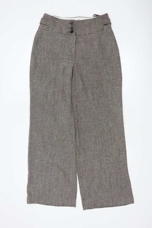 Principles Women’s Brown Herringbone Wide-Leg Trousers UK 12
