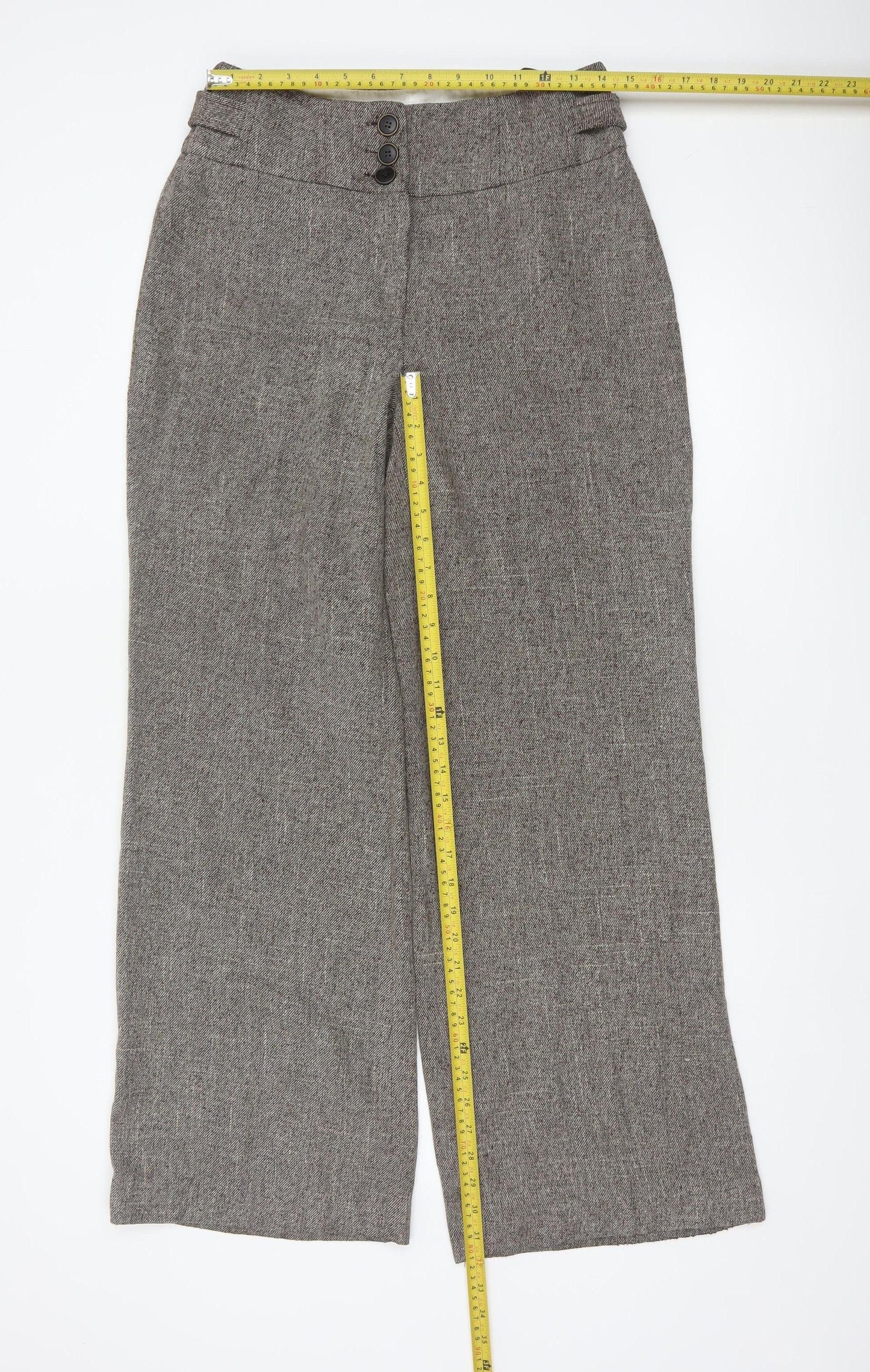 Principles Women’s Brown Herringbone Wide-Leg Trousers UK 12