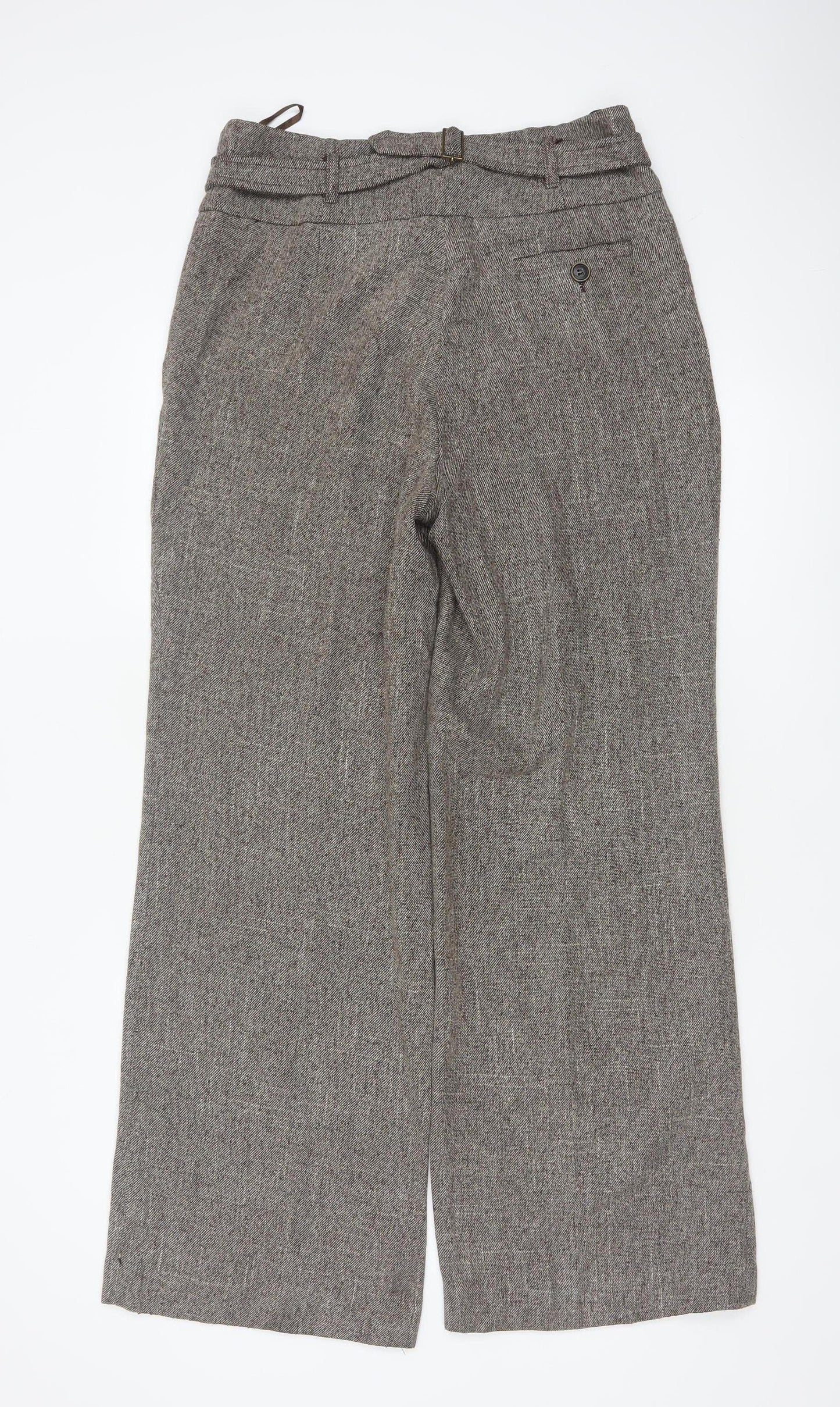 Principles Women’s Brown Herringbone Wide-Leg Trousers UK 12