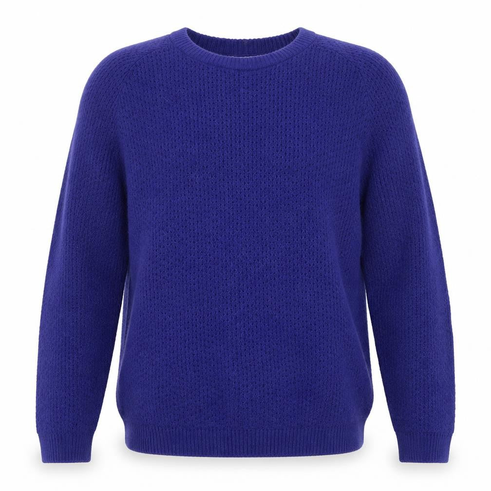 Topman Men Blue M Open-Knit Crew Neck Mohair Blend Jumper