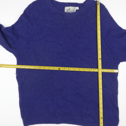 Topman Men Blue M Open-Knit Crew Neck Mohair Blend Jumper