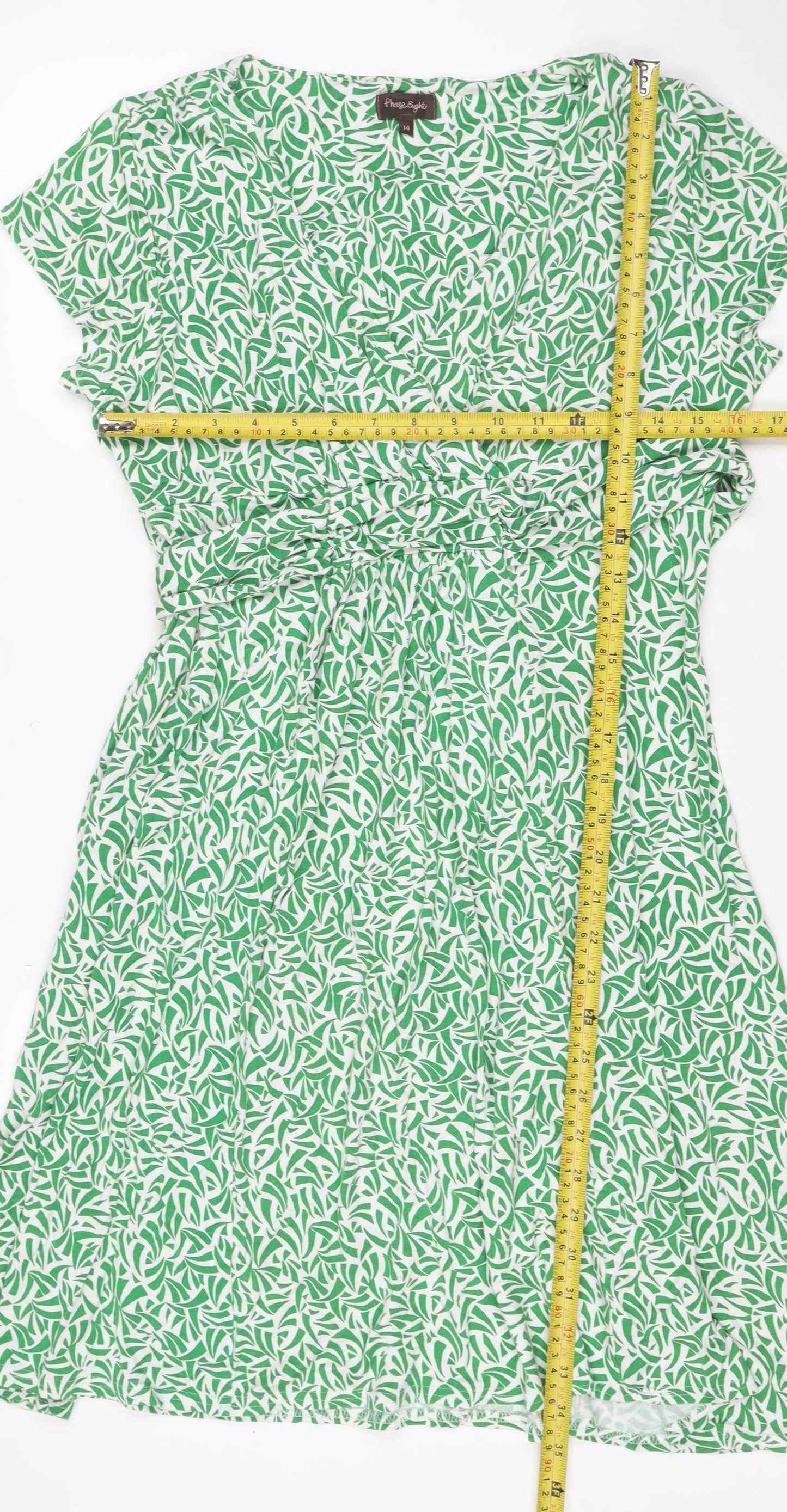 Phase Eight Women Green Size 14 One Shoulder Ruched Knee Dress