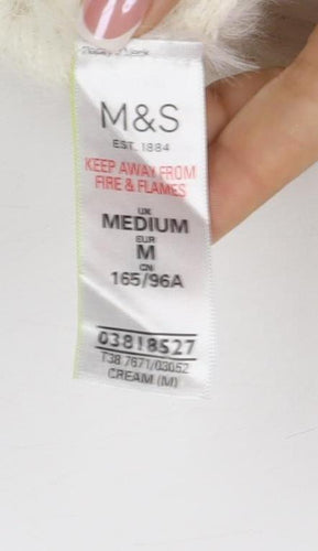 Marks and Spencer Women Ivory M V-Neck Cashmere Knit Pullover Jumper