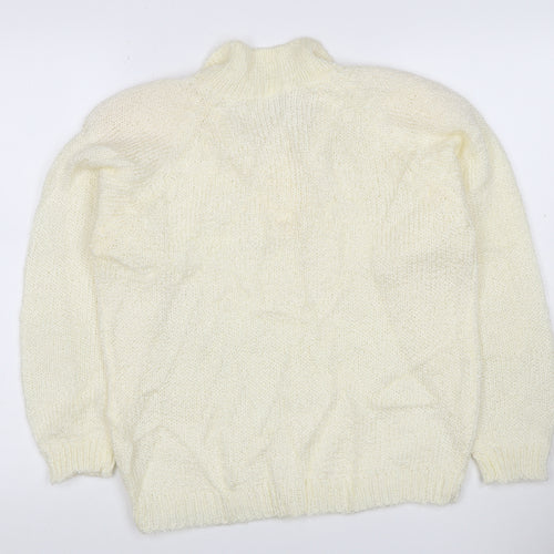 Etam Women’s Ivory Size 10 Chunky Knit Collared Henley Jumper