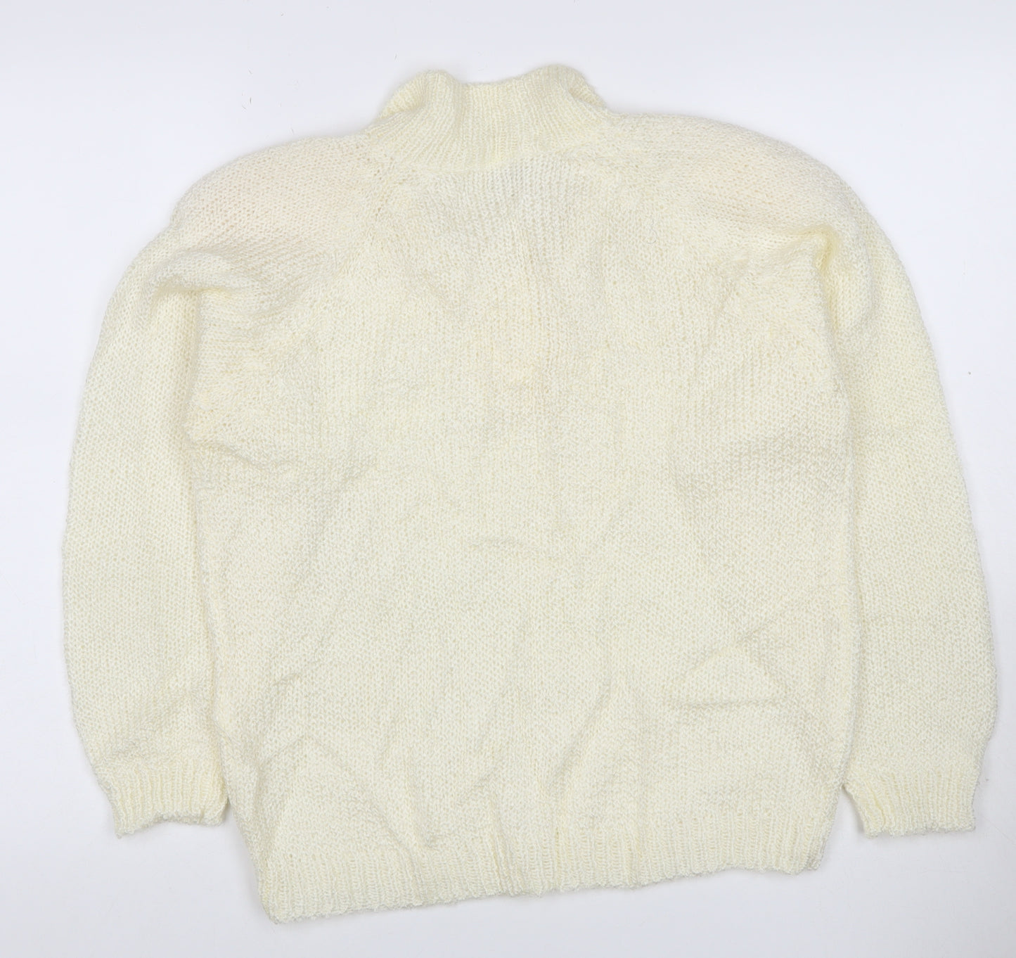 Etam Women’s Ivory Size 10 Chunky Knit Collared Henley Jumper