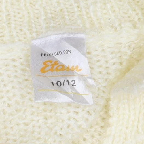 Etam Women’s Ivory Size 10 Chunky Knit Collared Henley Jumper
