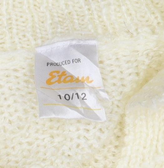 Etam Women’s Ivory Size 10 Chunky Knit Collared Henley Jumper