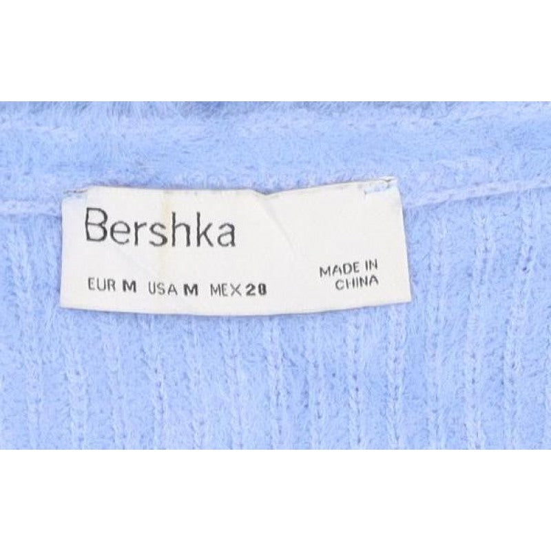 Additional view of Bershka Women’s Blue M Cable-Knit Tie Front Wrap Cardigan