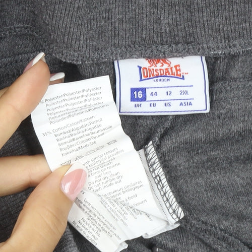 Lonsdale London Women’s Grey UK 16 Jogger Sweatpants Logo