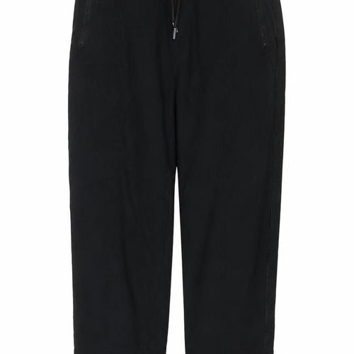 Marks & Spencer Women’s Black Size 10 Short Drawstring Zip Pocket Trousers