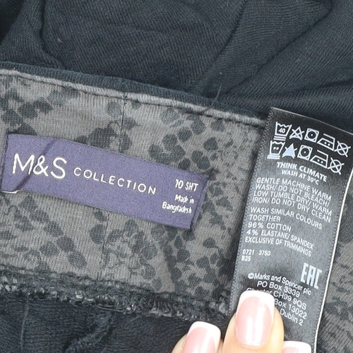 Marks & Spencer Women’s Black Size 10 Short Drawstring Zip Pocket Trousers