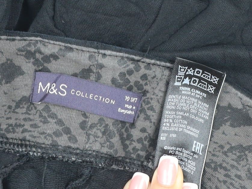 Marks & Spencer Women’s Black Size 10 Short Drawstring Zip Pocket Trousers