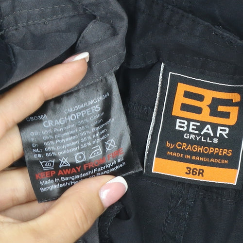 Craghoppers Bear Grylls Men’s Black Cargo Trousers 36R Regular