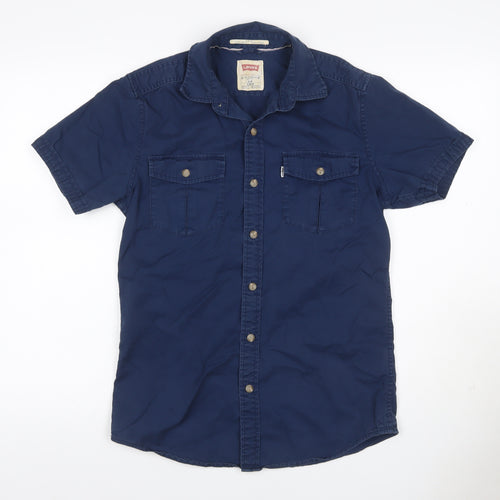 Levi's Men's Blue S Short Sleeve Button-Up Utility Pocket Shirt