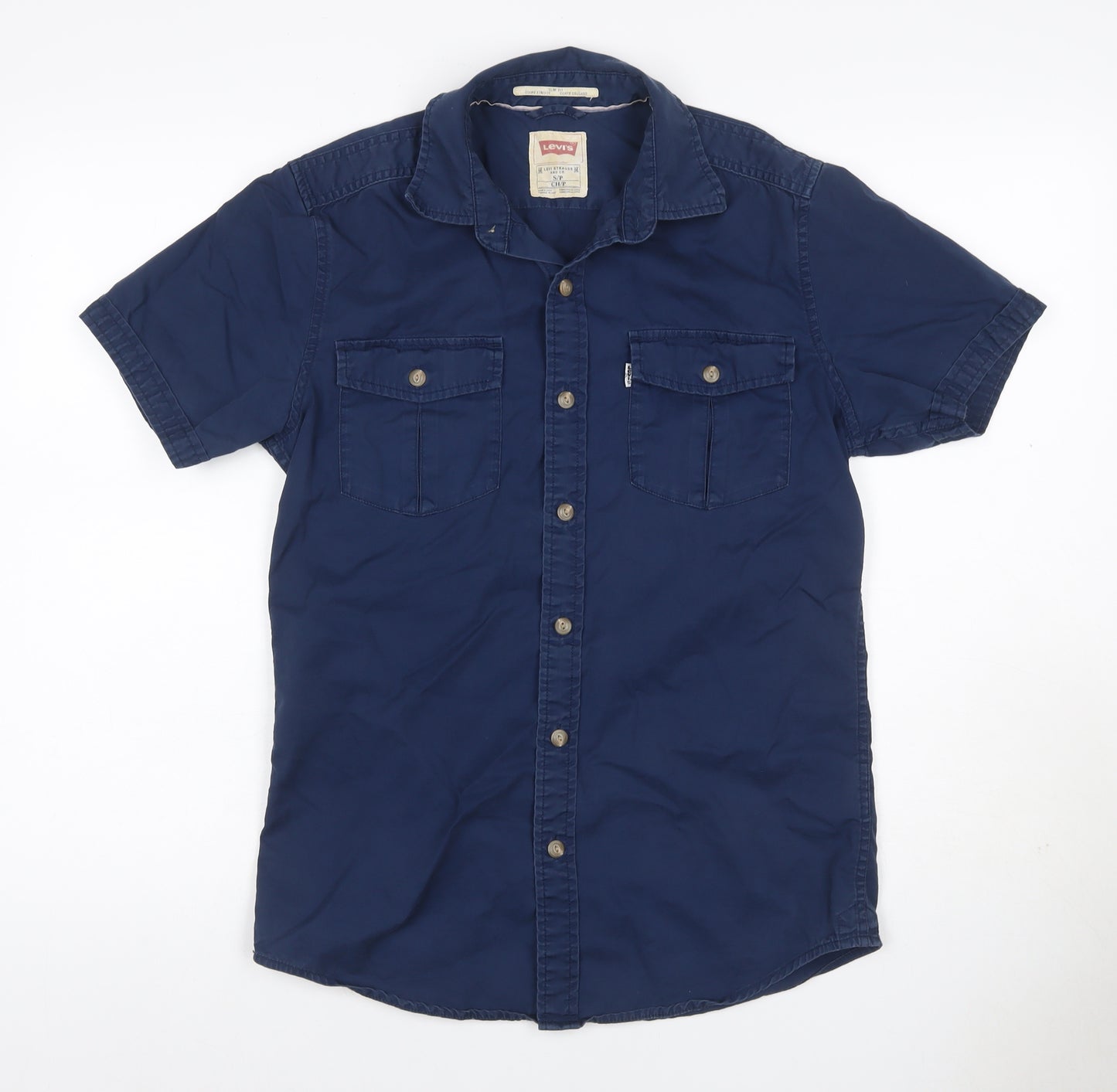 Levi's Men's Blue S Short Sleeve Button-Up Utility Pocket Shirt