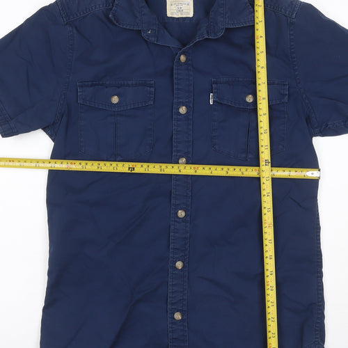 Levi's Men's Blue S Short Sleeve Button-Up Utility Pocket Shirt