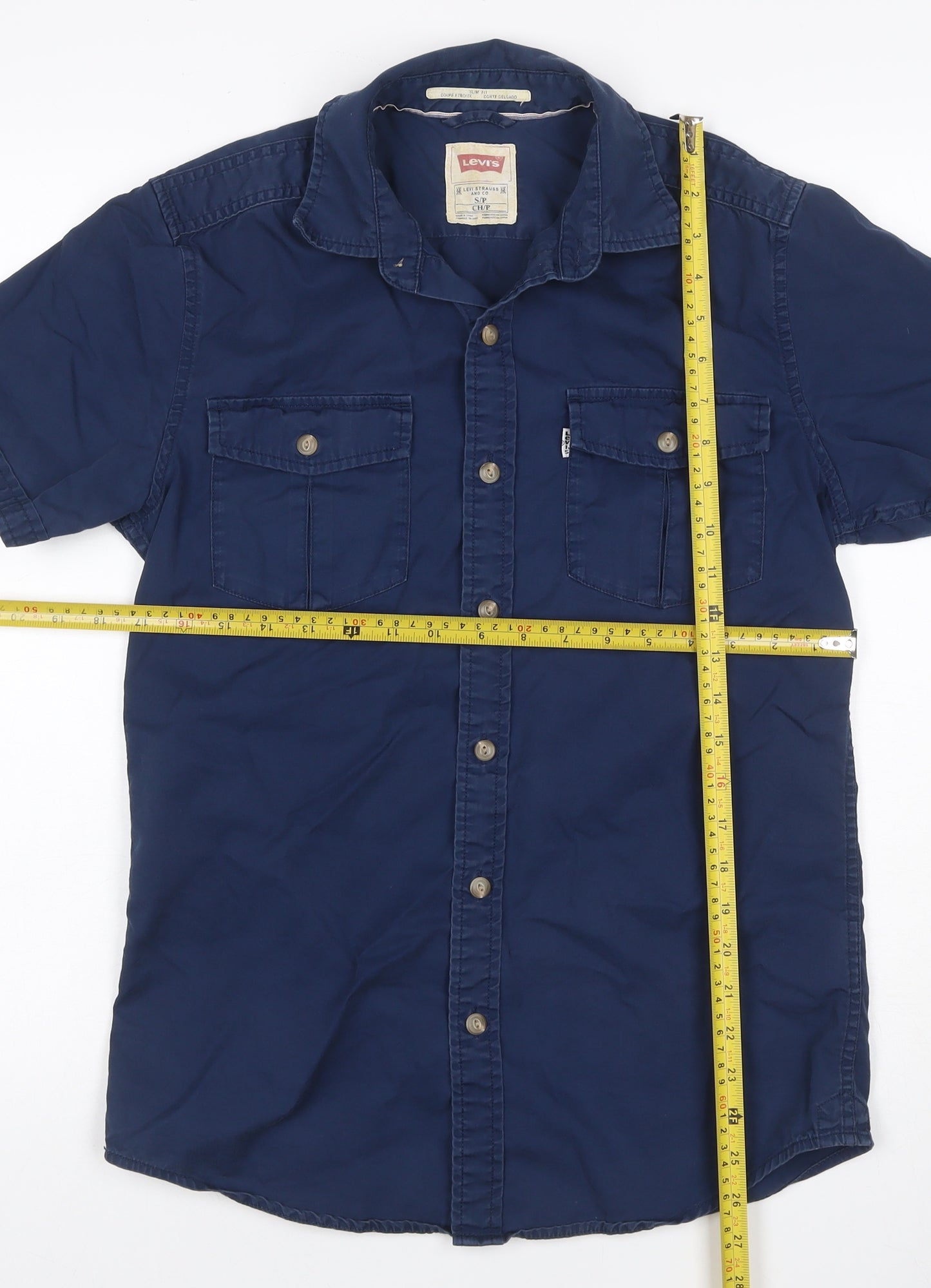 Levi's Men's Blue S Short Sleeve Button-Up Utility Pocket Shirt