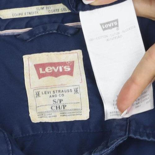 Levi's Men's Blue S Short Sleeve Button-Up Utility Pocket Shirt
