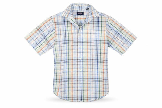 Front view of Roundtree & Yorke Men’s Multicoloured Check Cotton Blend Shirt, size S