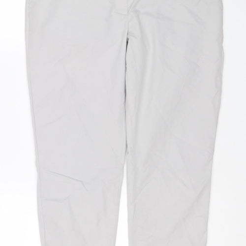 M&S Collection Women White Size 12 Straight Leg Cotton Blend Trousers