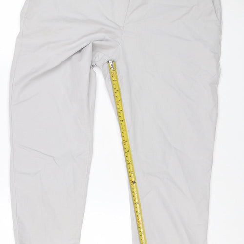 M&S Collection Women White Size 12 Straight Leg Cotton Blend Trousers