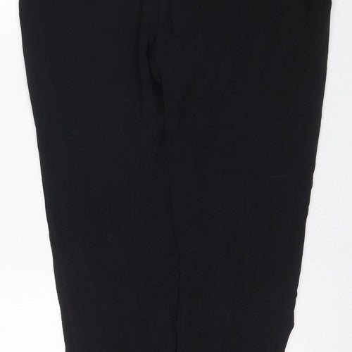 Marks & Spencer Women Black UK 12 Wide-Leg Dress Trousers Ankle Zip