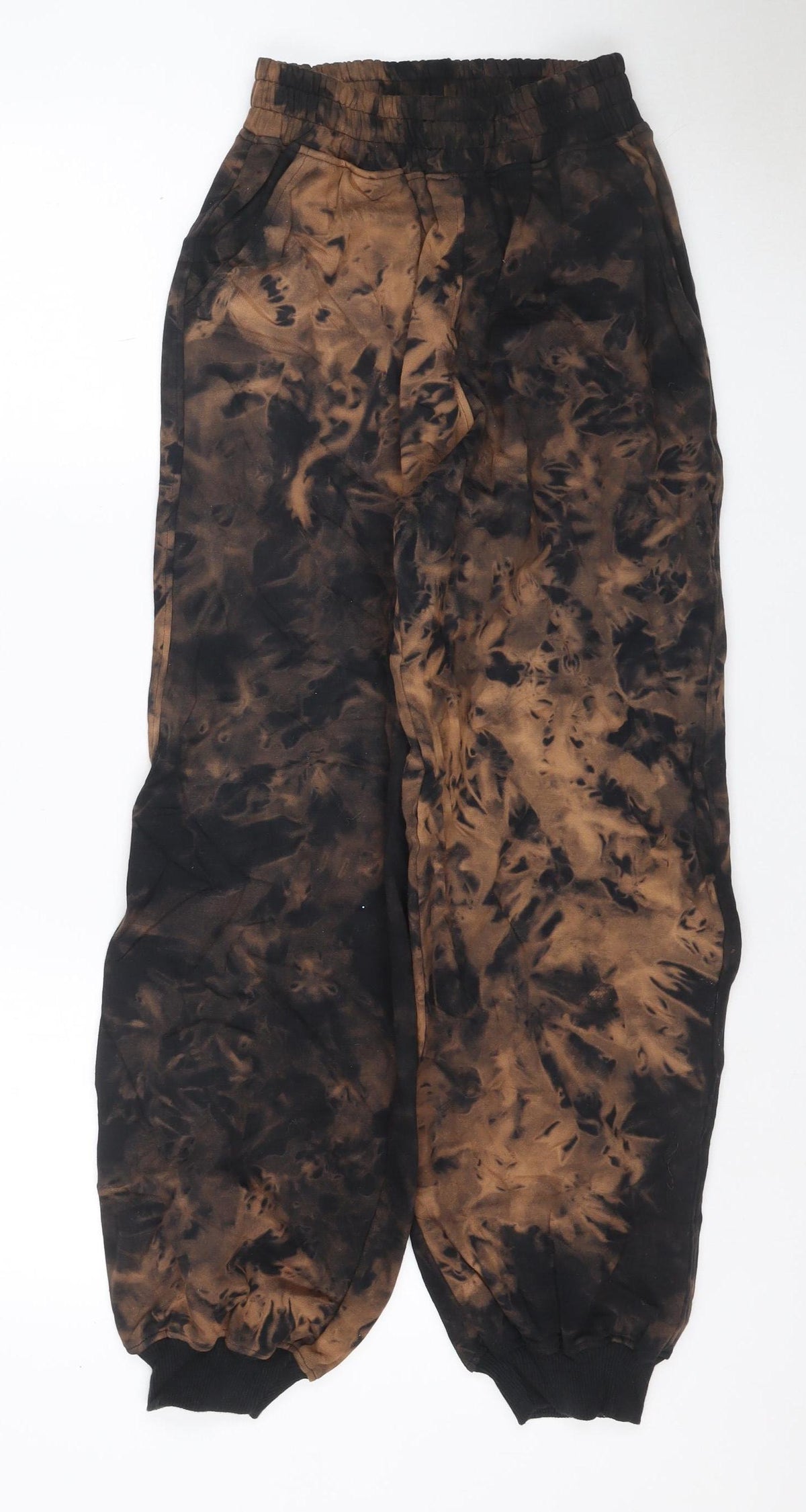 Motel Women’s Brown Tie Dye Jogger Trousers XS Elastic Waist Pockets