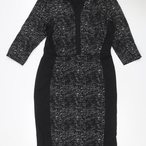 The Collection Debenhams Women Black UK 14 Long Sheath Zip Dress