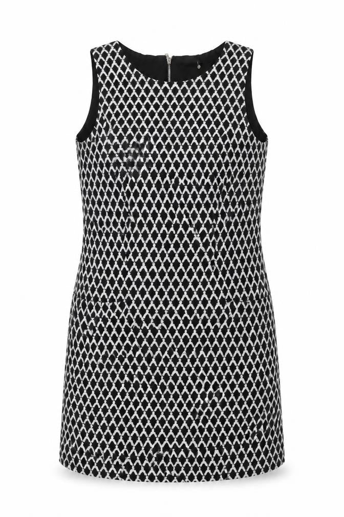 Wallis Women Black White UK 8 Geometric Knee Length Shift Dress