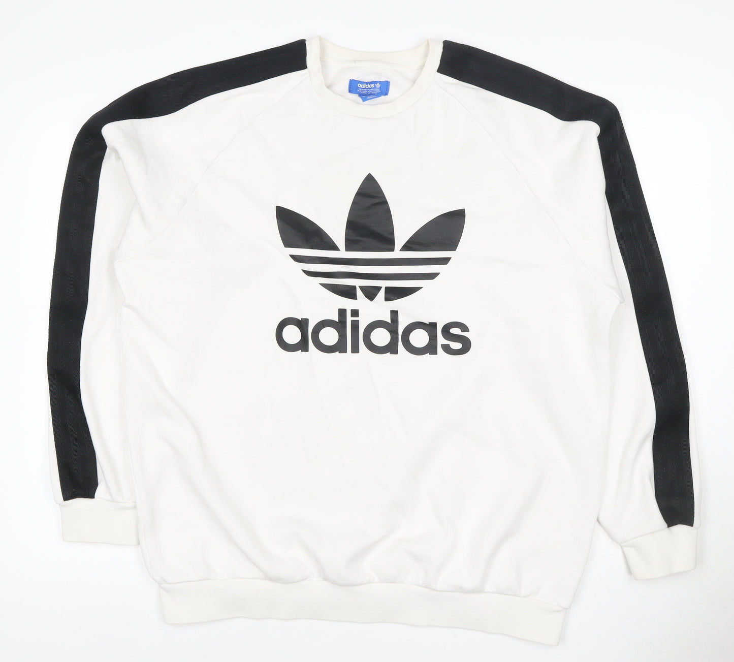 Adidas Men’s White Black Logo Graphic Pullover Sweatshirt Size L