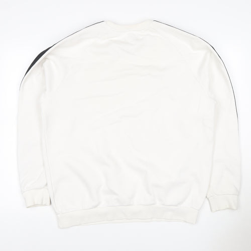 Adidas Men’s White Black Logo Graphic Pullover Sweatshirt Size L