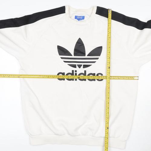 Adidas Men’s White Black Logo Graphic Pullover Sweatshirt Size L