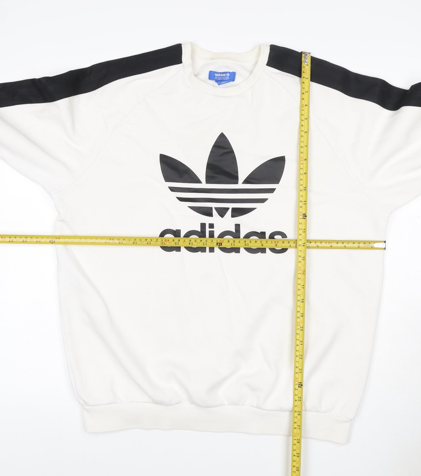 Adidas Men’s White Black Logo Graphic Pullover Sweatshirt Size L