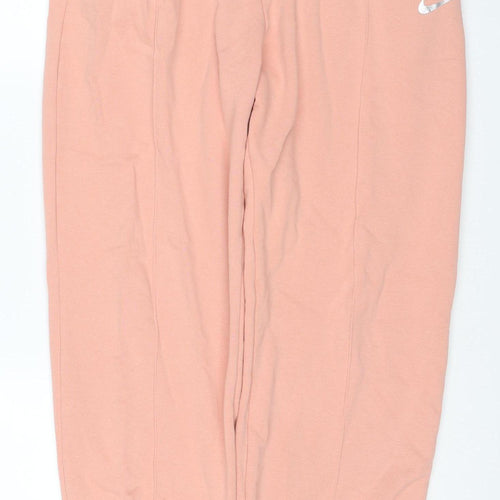 Nike Women Pink M Jogger Sweatpants Elastic Waist Logo